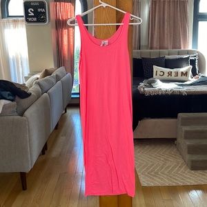 Hot pink midi body con dress -NWOT